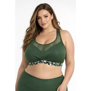 Adore Me Green 38DDD Micah Contour High Impact Sport Bra Mesh Adjustable Straps